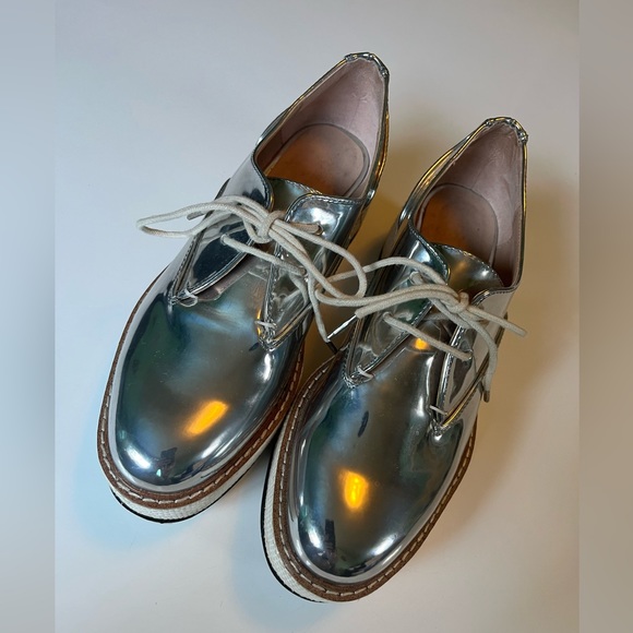Zara Metallic Platform Derby Shoes - Picture 3 of 13